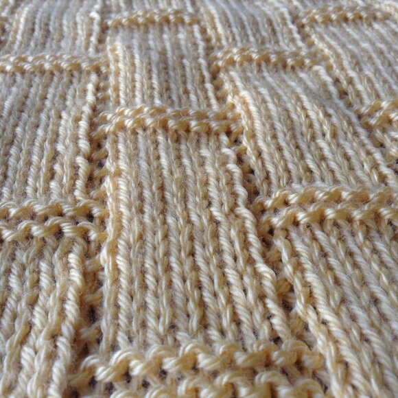 Hand Knit Baby Blanket in Sunshine Yellow - Picture 3 of 6